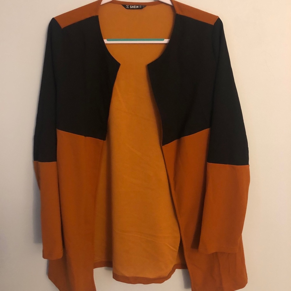 Burnt orange and black cardigan/jacket